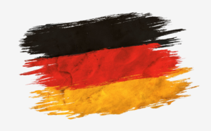 German flag that looks like it's been haphazardly painted on a grey background.