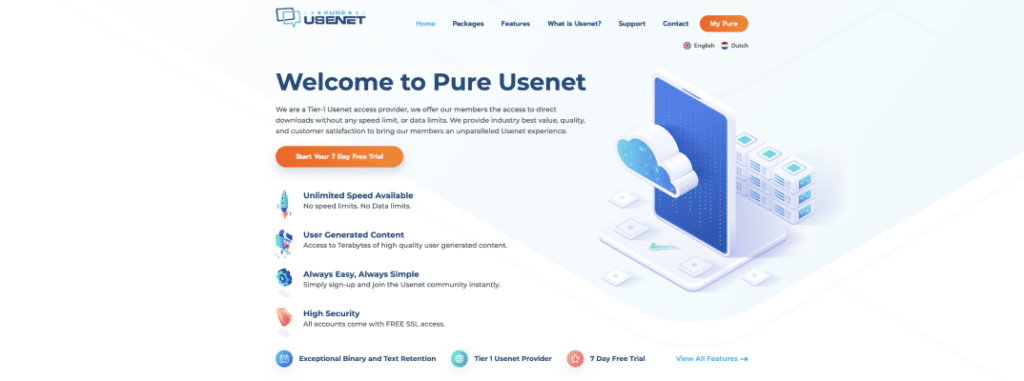 A cartoon tablet is standing upright on a white platform with blue dots on the screen and a 3d cartoon cloud in front of it. Several cartoon server stacks are behind it.