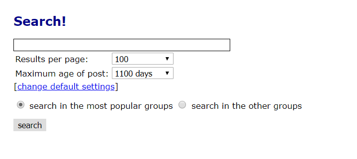 Binsearch basic search bar interface.